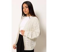 M&Co Women's Petite Crochet Knitted Cardigan Sweater in Cream | Size: 12/14