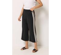 M&Co Women's Petite Cropped Side Stripe Trousers in Black | Size: 10