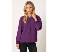 M&Co Women's Petite Diamante Neck Trim Blouse in Purple | Size: 12 M&Co Purple 12