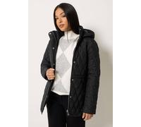 M&Co Women's Petite Diamond Quilted Jacket in Black | Size: 18 M&Co Black 18
