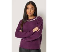 M&Co Women's Petite Diamond Trim Jumper in Purple | Size: 12-14 M&Co Purple 12-14