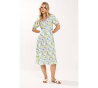 M&Co Women's Petite Ditsy Floral Wrap Dress in Yellow | Size: 10 M&Co Yellow 10