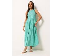 M&Co Women's Petite Ditsy Floral Tiered Cotton Maxi Dress in Green | Size: 16 M&Co Green 16