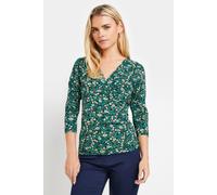 M&Co Petites Petite Ditsy Floral Wrap Top - Women's Green