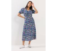 M&Co Petite Ditsy Floral Puff Sleeve Dress - Women's Blue