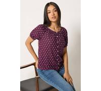 M&Co Women's Petite Dobby Button Blouse in Purple | Size: 12