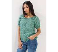 M&Co Women's Petite Dobby Button Up Blouse in Green | Size: 12