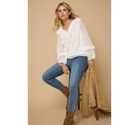 Petite Dobby Ruffle Blouse M&Co Ivory 12