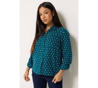 M&Co Women's Petite Dobby Shirt in Teal | Size: 14