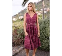 M&Co Women's Petite Dobby Tie Waist Midi Dress in Raspberry | Size: 8 M&Co Raspberry 8