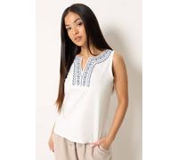 M&Co Women's Petite Embroidered Cotton Vest Top in White | Size: 14 M&Co White 14