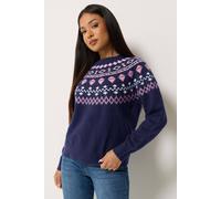 M&Co Women's Petite Fairisle Jumper in Mid Navy | Size: 10/12