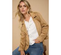 M&Co Women's Petite Faux Suede Biker Jacket in Brown | Size: 14 M&Co Brown 14