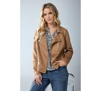 M&Co Women's Petite Faux Suede Biker Jacket in Brown | Size: 8 M&Co Brown 8