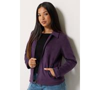 M&Co Women's Petite Faux Suede Bomber Jacket in Purple | Size: 18 M&Co Purple 18