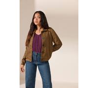 M&Co Women's Petite Faux Suede Button Up Jacket in Brown | Size: 16 M&Co Brown 16