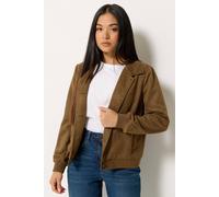 M&Co Women's Petite Faux Suede Button Up Jacket in Brown | Size: 18 M&Co Brown 18
