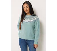 M&Co Women's Petite Feather Fair Isle Jumper in Mint | Size: 8/10