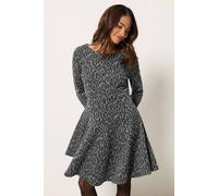 M&Co Women's Petite Fit & Flare Midi Dress in Mid Grey | Size: 10
