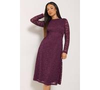 M&Co Women's Petite Floral Lace Midi Dress in Purple | Size: 8 M&Co Purple 8