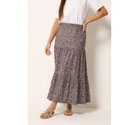 M&Co Women's Petite Floral Maxi Skirt in Brown | Size: 18 M&Co Brown 18