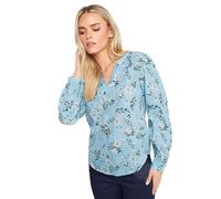 M&Co Womens Petite Floral Print Dobby Blouse - Women's Blue
