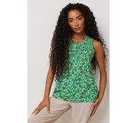 M&Co Women's Petite Floral Print Henley Top in Green | Size: 14 M&Co Green 14