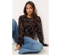 M&Co Women's Petite Floral Print Jumper in Brown | Size: 10/12