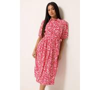 M&co Petite Floral Print Shirt Dress In Red Red