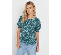 Petite Floral Puff Sleeve T-Shirt M&Co Blue 16