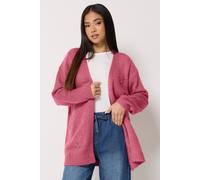 M&Co Women's Petite Flower Embroidered Knitted Cardigan in Raspberry | Size: 12-14 M&Co Raspberry 12-14