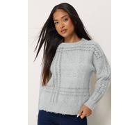 M&Co Women's Petite Fluffy Jumper in Light Grey | Size: 8/10