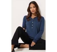 M&Co Women's Petite Half Placket Jumper in Dark Navy | Size: 10/12