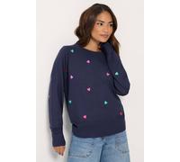 M&Co Women's Petite Heart Jumper in Dark Navy | Size: 12/14