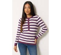 M&Co Women's Petite Henley Jumper in Aubergine | Size: 16/18
