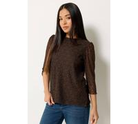 M&Co Women's Petite Lace Top in Chocolate | Size: 14 M&Co Chocolate 14