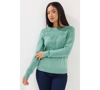 M&Co Women's Petite Lace Trim Jumper in Green | Size: 8/10