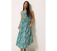 M&Co Women's Petite Leaf Print Cotton Maxi Dress in Green | Size: 8 M&Co Green 8