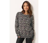 M&Co Women's Petite Leopard Print Jumper in Medium Beige | Size: 16/18