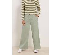 M&Co Women's Petite Midrise Wide Leg Cargo Trousers in Pale Green | Size: 12 M&Co Pale Green 12