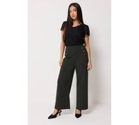 M&Co Women's Petite Military Button Trousers in Black | Size: 18 M&Co Black 18