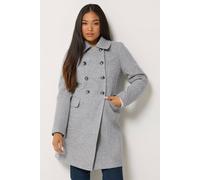 M&Co Women's Petite Military Midi Coat in Light Grey | Size: 12