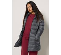 M&Co Women's Petite Padded Hooded Coat in Dark Grey | Size: 12