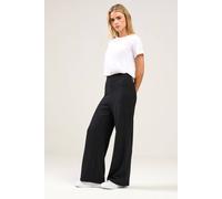 M&Co Women's Petite Pinstripe Wide Leg Trousers in Black | Size: 16 M&Co Black 16