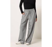 M&Co Women's Petite Pinstripe Wide Leg Trousers in Mid Grey | Size: 12