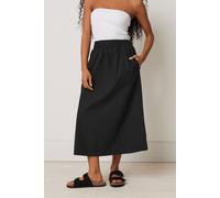 M&Co Petites Petite Cotton Pocket Detail Midi Skirt - Women's Black
