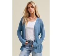 M&Co Women's Petite Pointelle Detail Cardigan in Blue | Size: 10-12 M&Co Blue 10-12