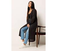 M&Co Women's Petite Pointelle Longline Cardigan in Chocolate | Size: 10-12 M&Co Chocolate 10-12