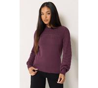 M&Co Women's Petite Pointelle Sleeve Jumper in Purple | Size: 10-12 M&Co Purple 10-12