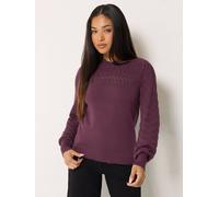 M&Co Women's Petite Pointelle Sleeve Jumper in Purple | Size: 8-10 M&Co Purple 8-10
